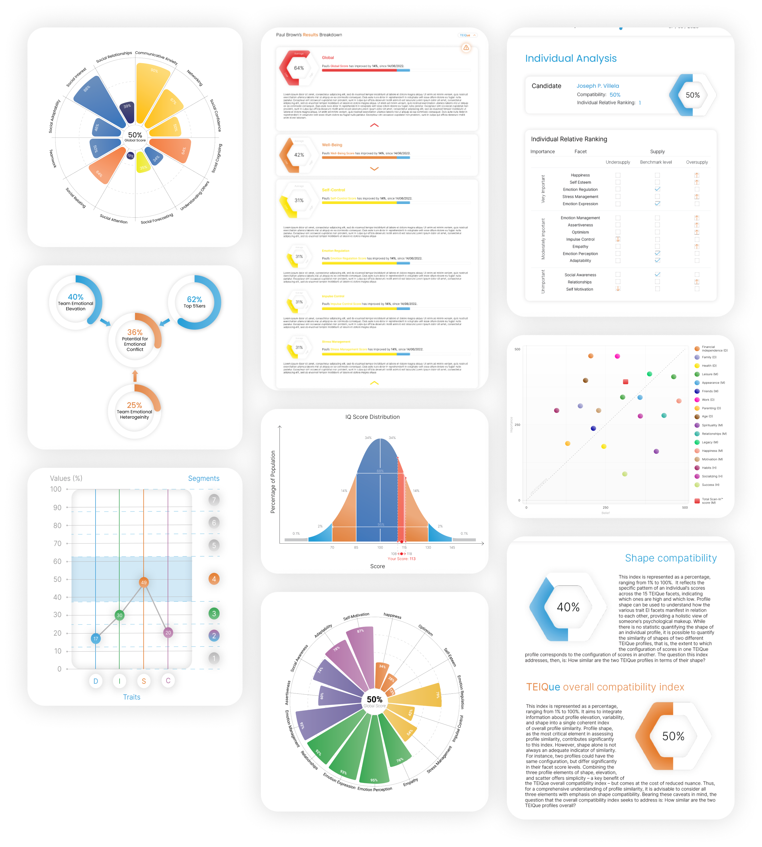 Score visualisations from the personal reports